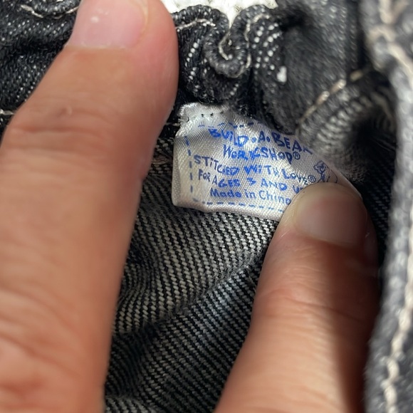 Build a Bear black denim jeans & silver puffer vest chain/pocket detail- jeans - Picture 3 of 10